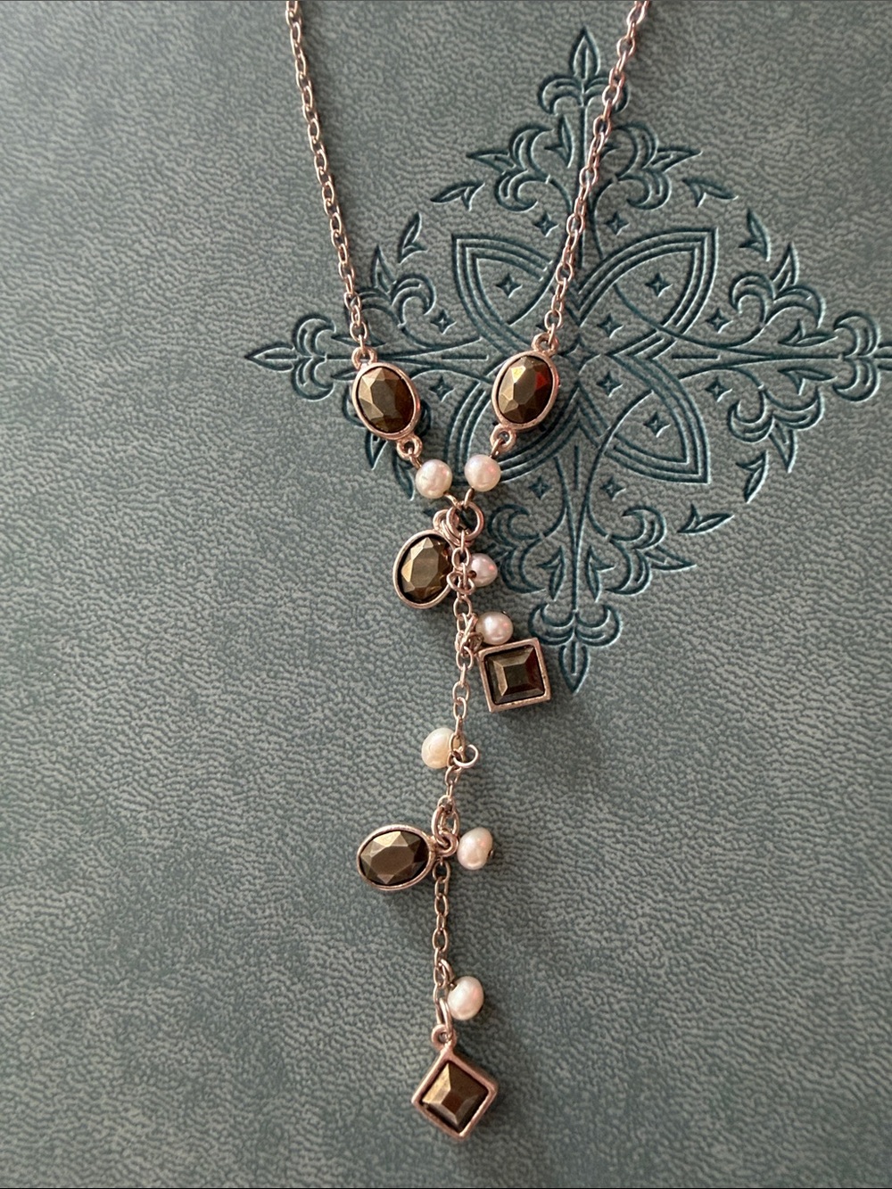 925 Hematite and Freshwater Pearl Drop Necklace